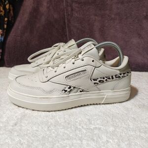 Reebok Women's Cream Sneakers with Leopard Print